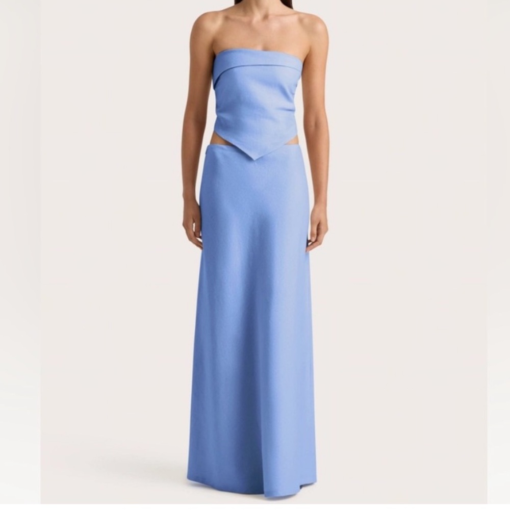 Faithfull the Brand Strapless Maxi Skirt Set in Periwinkle Blue